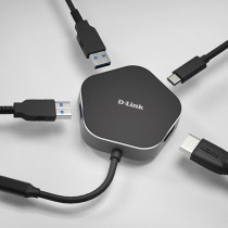 Hub USB 3 Portas D-Link DUB-M420 Preto/Cinzento Preto/Prateado 60 W