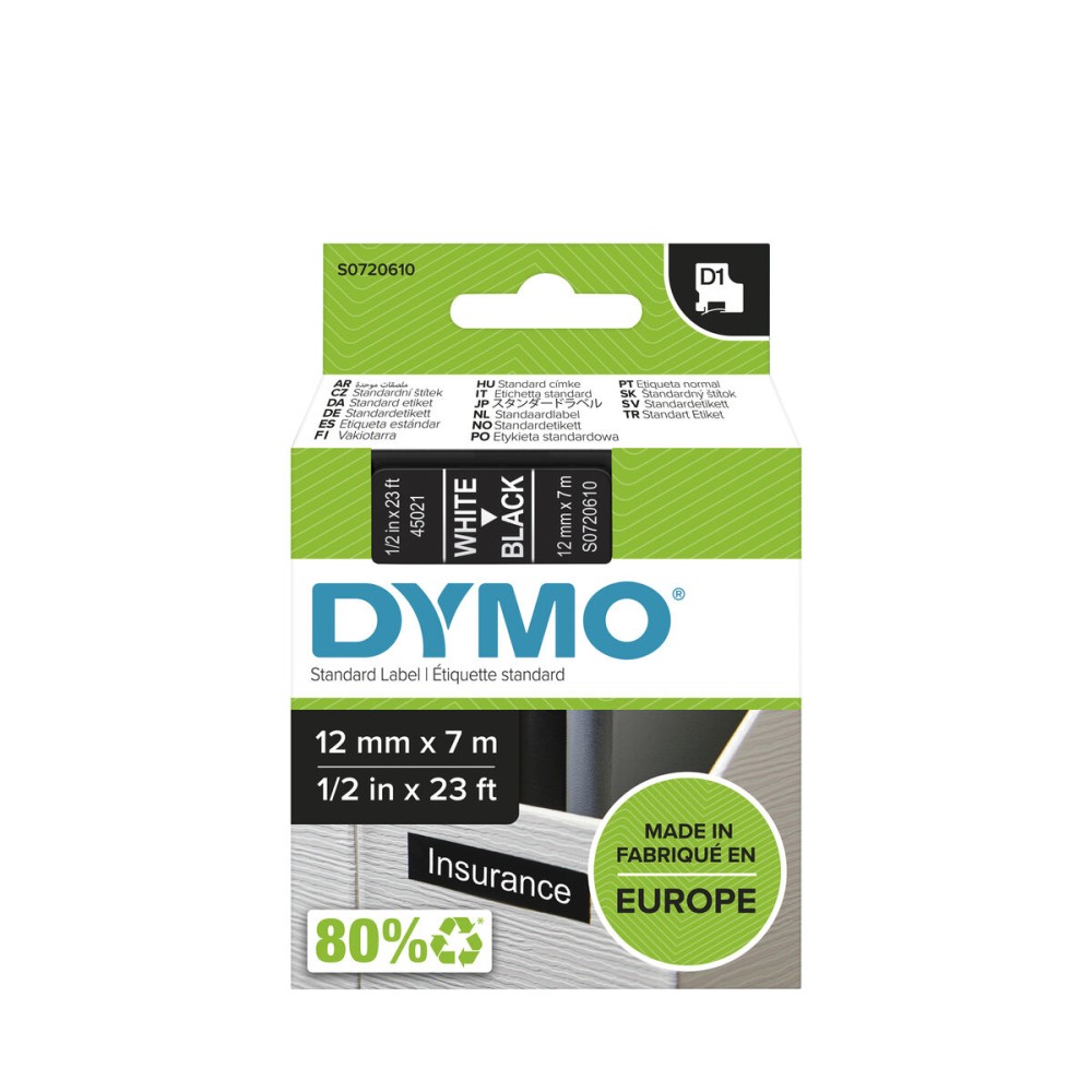 Cinta Laminada Dymo S0720610 Negro Blanco/Negro Blanco