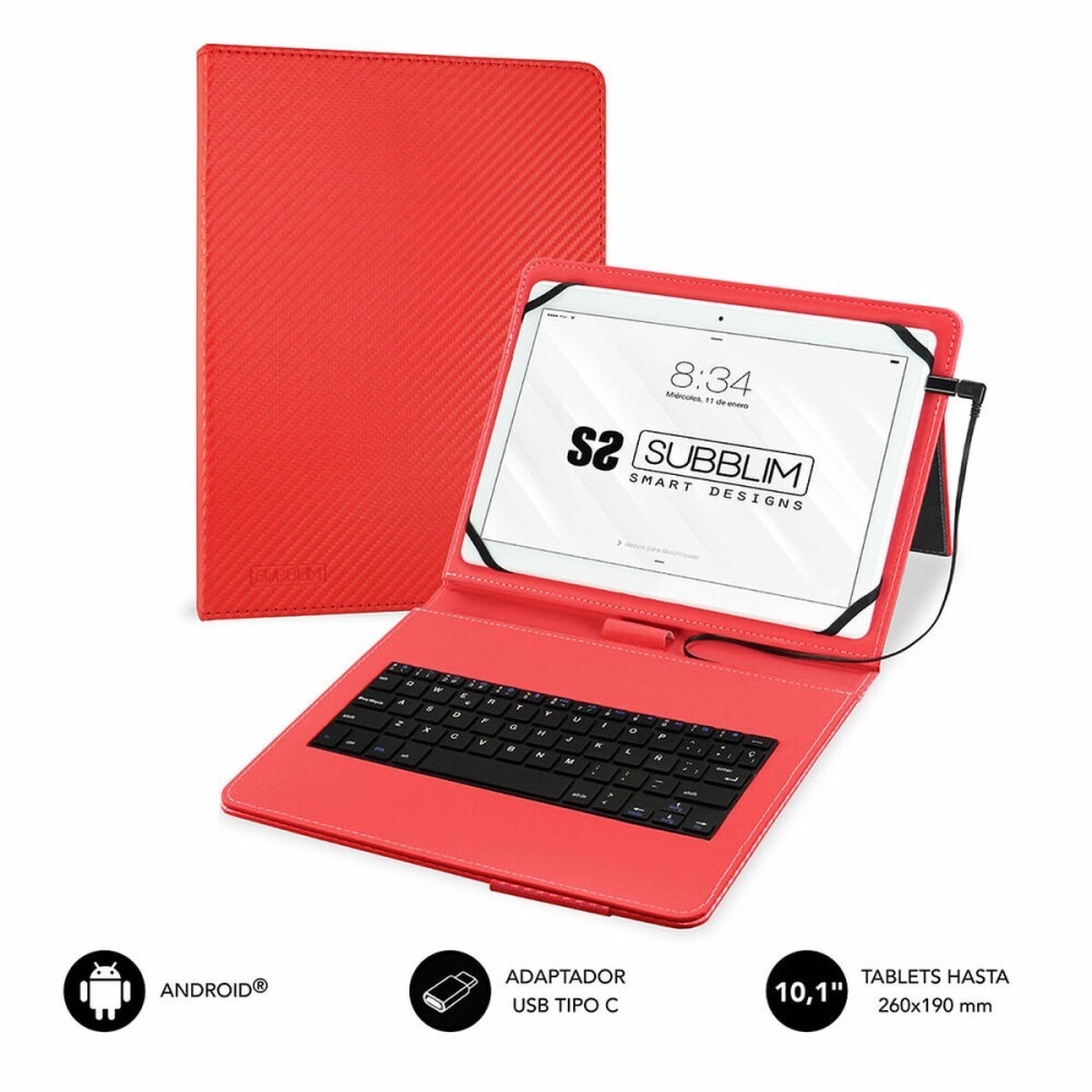 Hülle für Tablet und Tastatur Subblim KEYTAB PRO 10.1" Rot