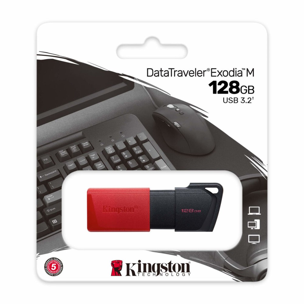 USB Pendrive Kingston Exodia M Schlüsselanhänger Rot Schwarz 128 GB