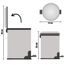 Papierkorb mit Pedal Silberfarben Edelstahl Kunststoff 3 L (6 Stück)