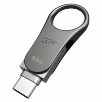 Memória USB Silicon Power SP064GBUC3C80V1S 64 GB Preto titânio Prata 64 GB