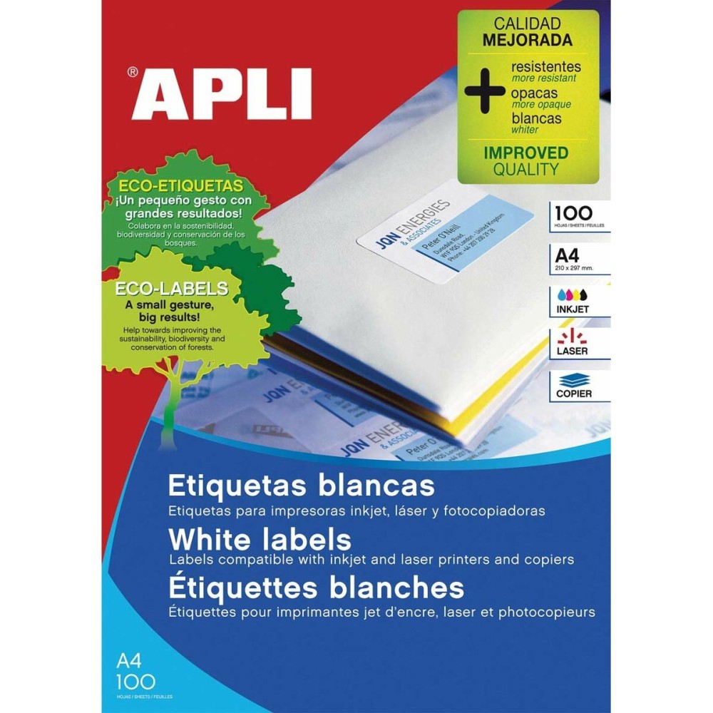 Adhesive labels Apli 64,6 x 33,8 mm White 100 Sheets