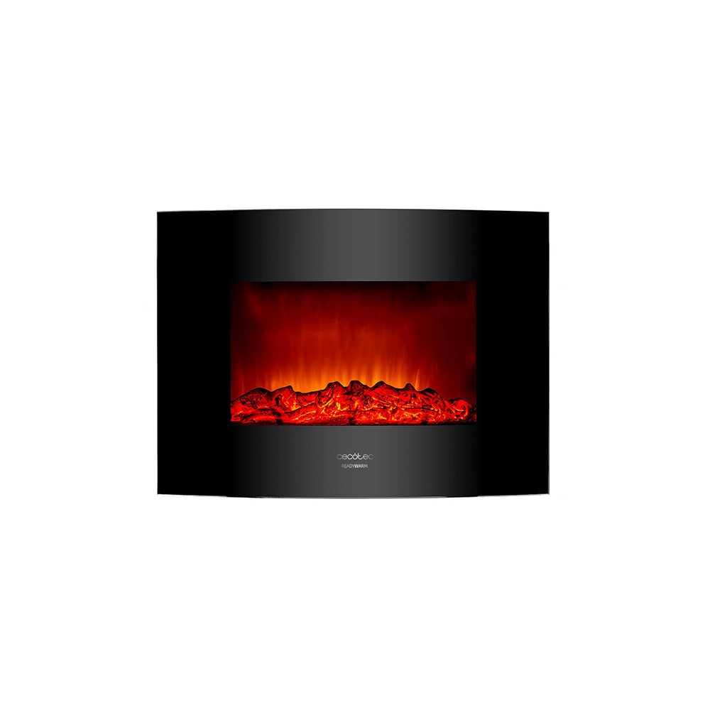 Chimenea Eléctrica Decorativa de Pared Cecotec Warm 2200 Curved Flames 2000W Negro