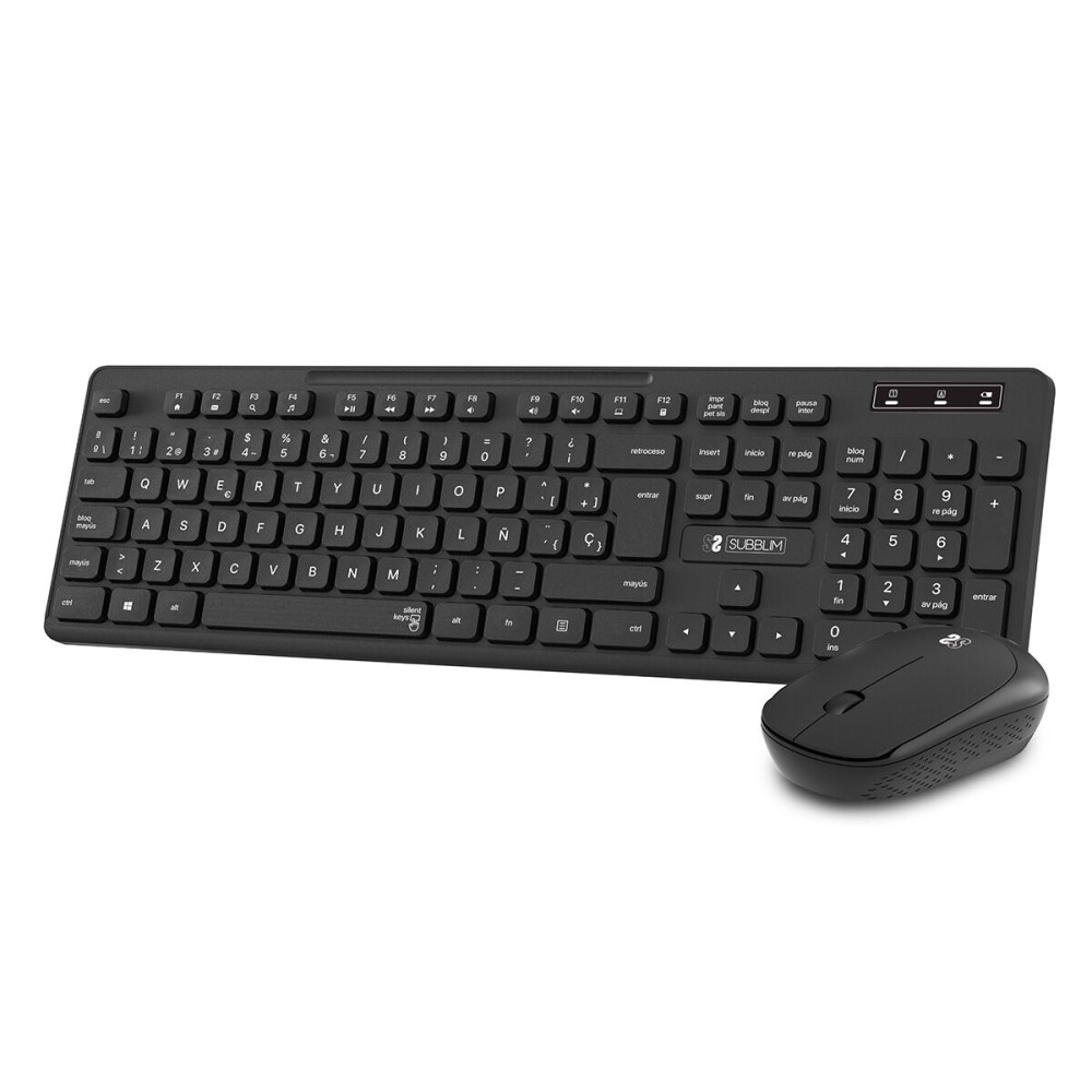 Keyboard and Wireless Mouse Subblim Teclado Ergonómico y ratón Combo Business Slim Silencioso Inalámbrico 2.4G