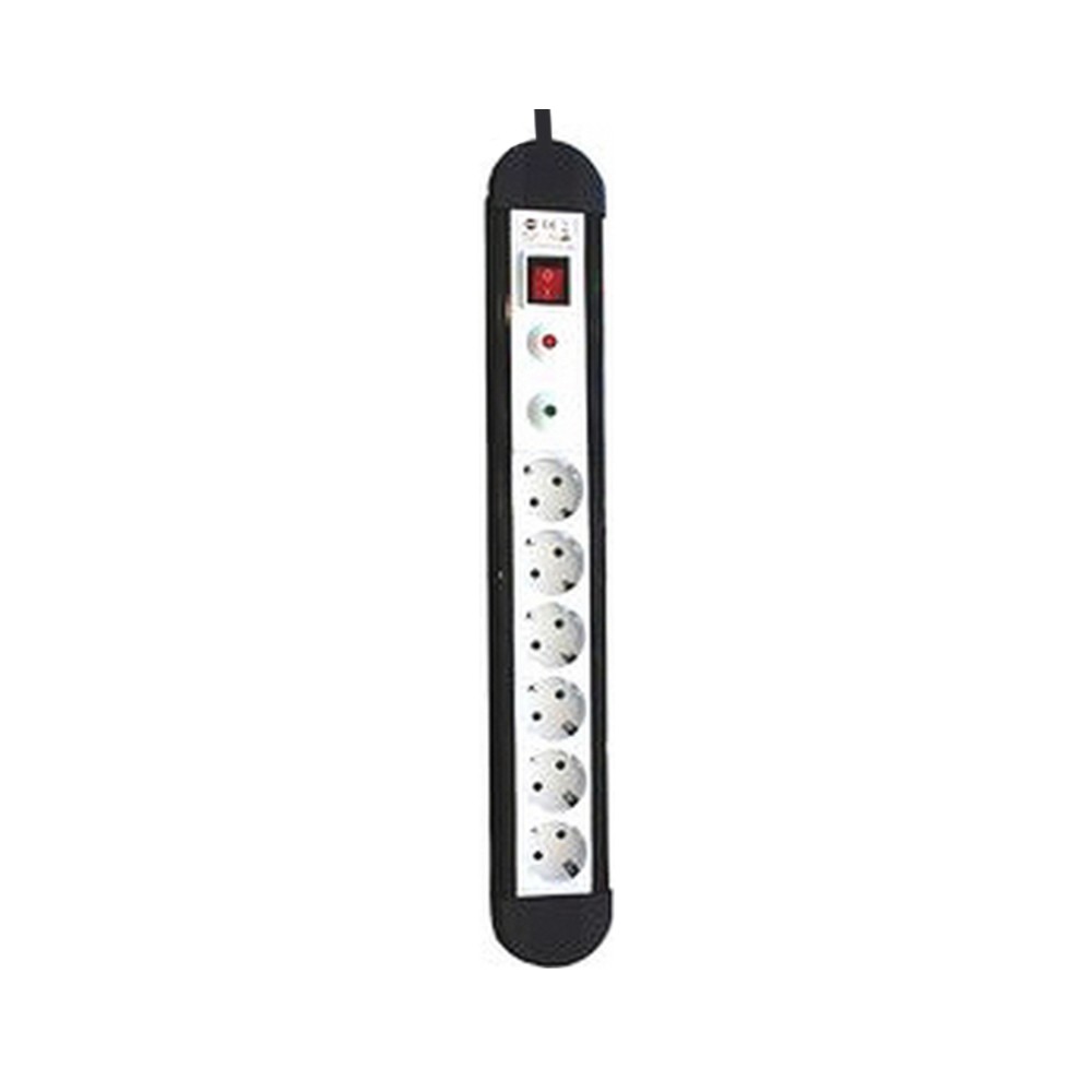 Power Socket - 6 Sockets with Switch Silver Electronics 49646 3680W Black