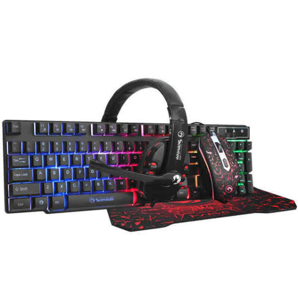 Clavier et Souris Gaming Scorpion GA30378035 Espagnol Qwerty Multicouleur QWERTY