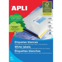 Etichette adesive Apli 100 fogli 210 x 148 mm Bianco