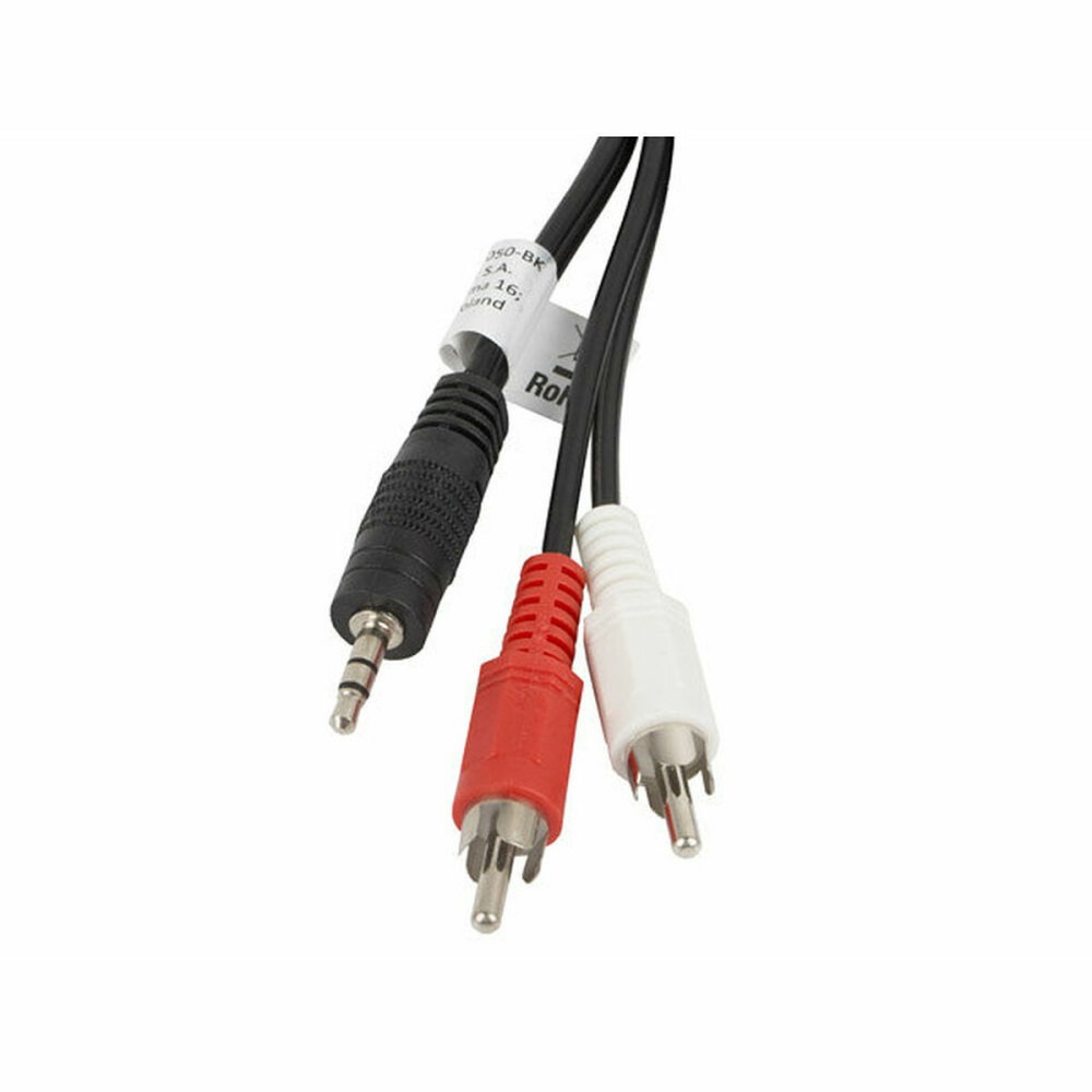 Cabo áudio jack para 2 RCA Lanberg CA-MJRC-10CC-0050-BK Preto 5 m