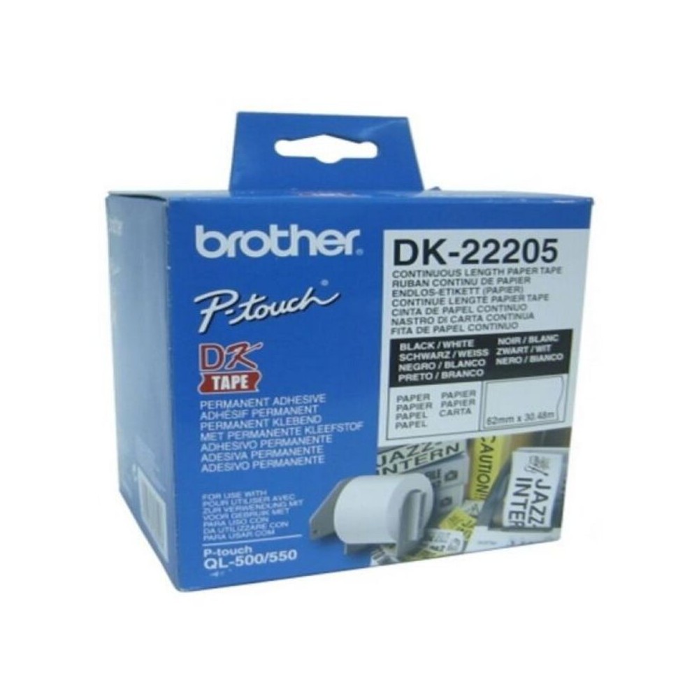 Papel Contínuo para Impressoras Brother DK-22205 Branco
