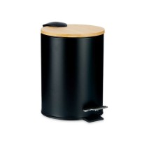 Papierkorb Schwarz Metall Bambus 3 L (4 Stück)