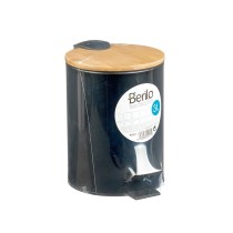 Papierkorb Schwarz Metall Bambus 3 L (4 Stück)