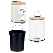 Rubbish bin White Metal Bamboo 3 L (4 Units)