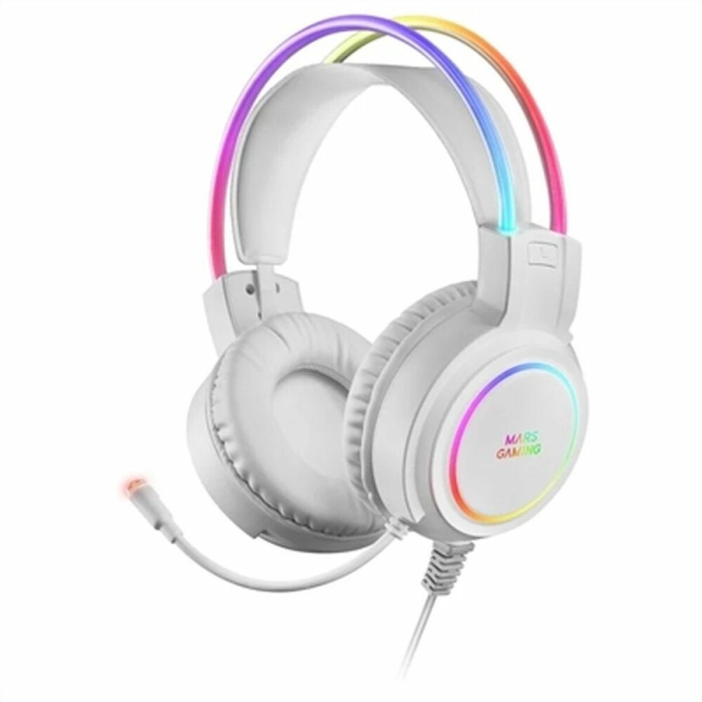 Auricular con Micrófono Gaming Mars Gaming MHRGBW Blanco