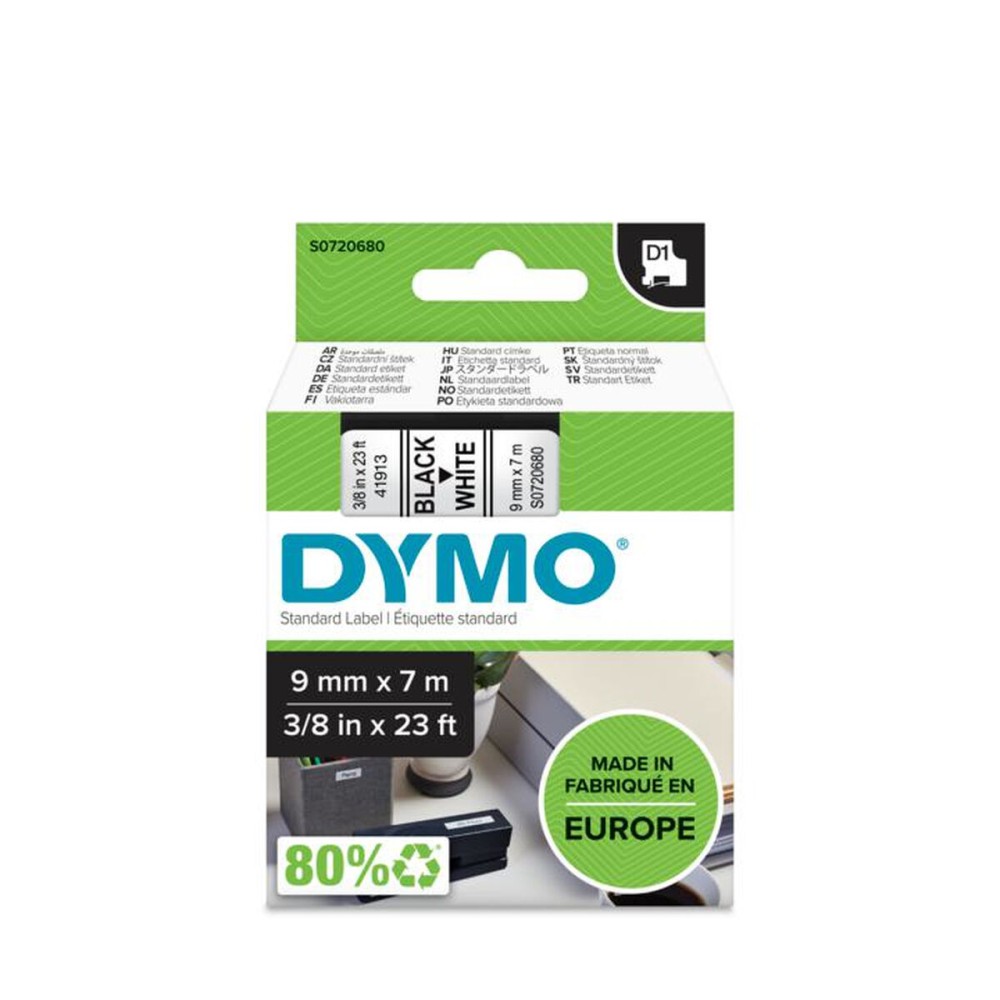 Nastro Laminato Dymo S0720680 Nero Nero/Bianco