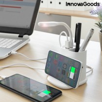 Kabelloses Ladegerät mit Halterung-Organizer und LED-Lampe USB 5 in 1 DesKing InnovaGoods RIV001 Weiß 5 W (Restauriert B)