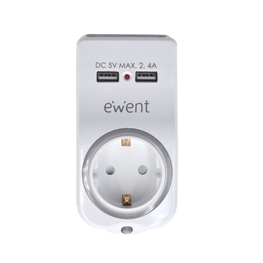 Wall Plug with 2 USB Ports Ewent EW1225 16A 3680 W