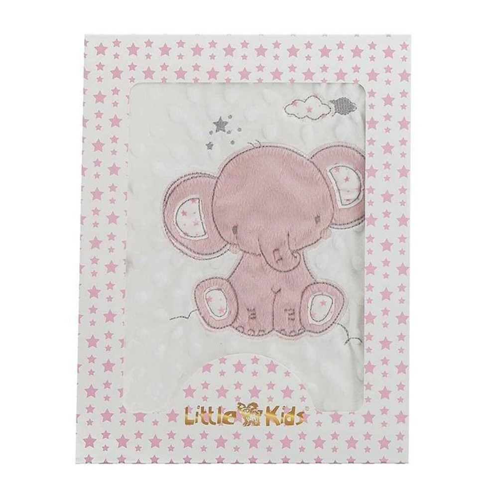 Manta para Bebé Elefante Rosa Doble cara Bordado (100 x 75 cm)