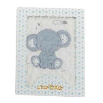 Manta para Bebé Elefante Azul Dupla face Bordado (100 x 75 cm)