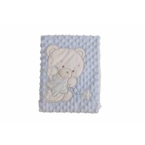 Baby blanket Blue Bear Double Embroidery (100 x 75 cm)