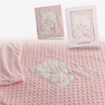 Baby blanket Pink Bear Double Embroidery (100 x 75 cm)