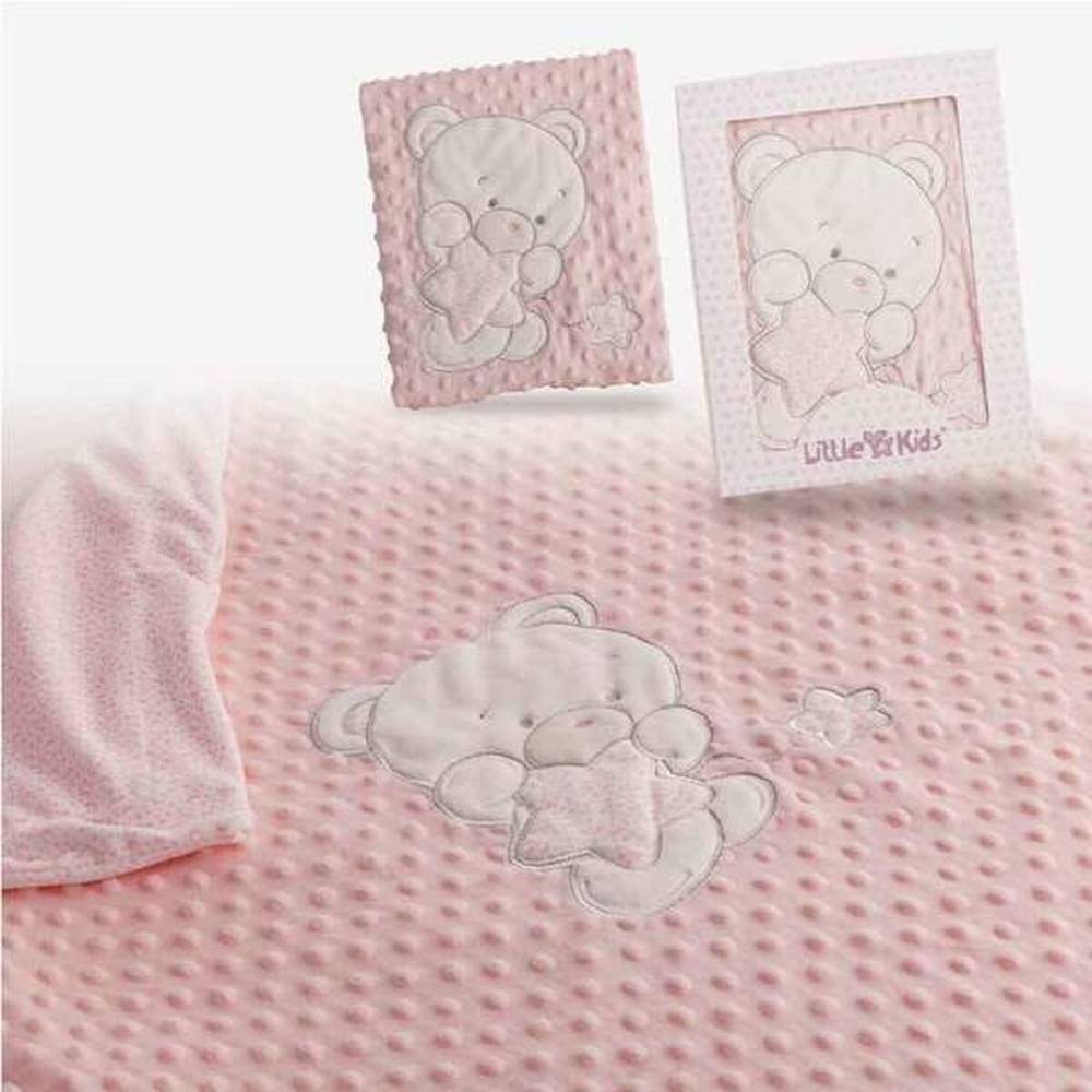 Babydecke Rosa Bär Double Stickerei (100 x 75 cm)