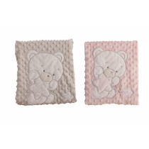 Coperta per Neonato Rosa Orso Doppia Ricamo (100 x 75 cm)