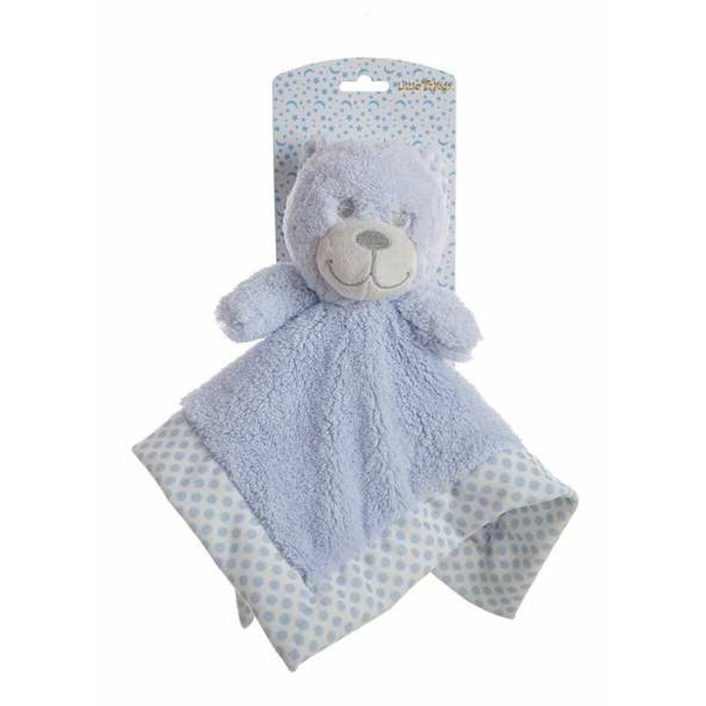 Doudou Azul Lunares Oso de Peluche doble capa 30 x 30 cm