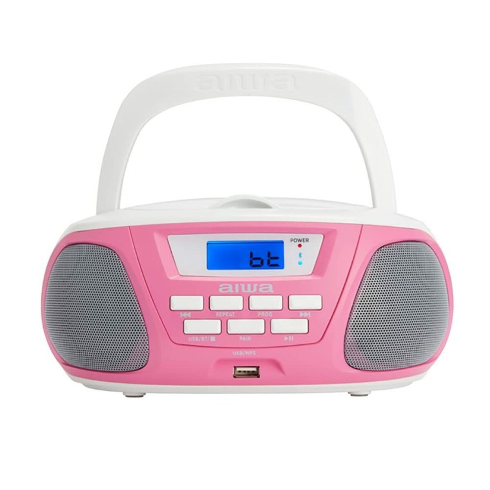 Rádio CD Bluetooth MP3 Aiwa BBTU300PK    5W Cor de Rosa Branco