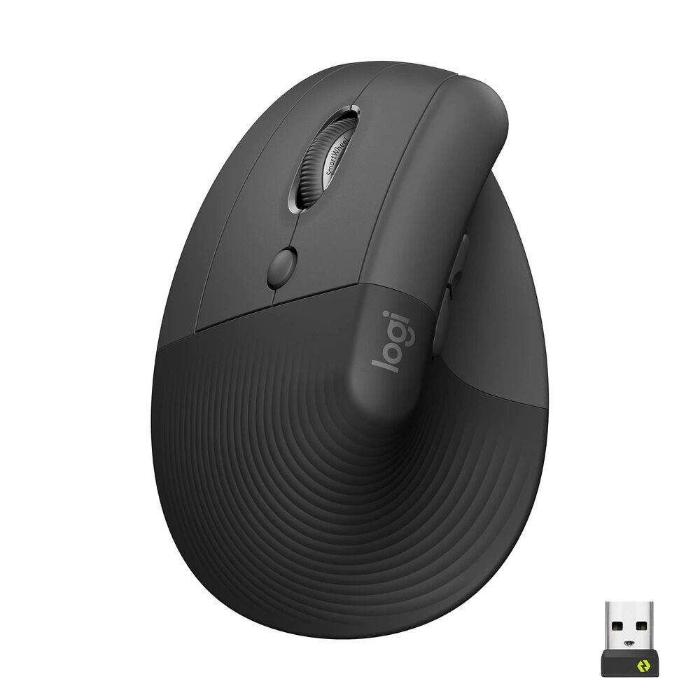 Ratón Ergonómico Óptico Logitech Lift Negro Gris