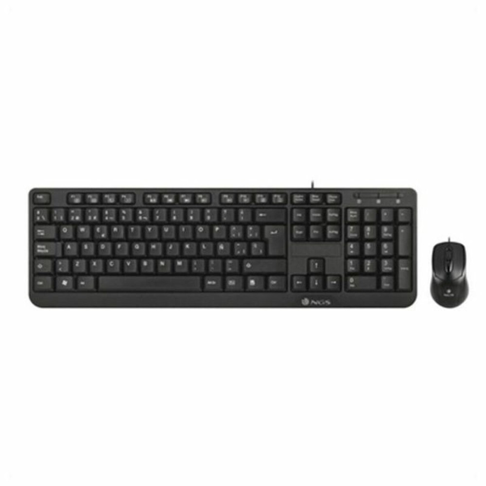 Tastatur mit Maus NGS NGS-KEYBOARD-0271 (2 pcs) Schwarz Qwerty Spanisch QWERTY