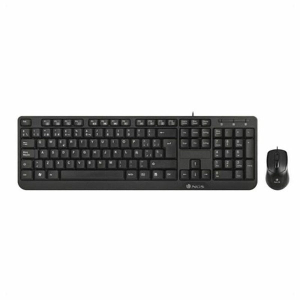 Keyboard and Mouse NGS NGS-KEYBOARD-0271 (2 pcs) Black Spanish Qwerty QWERTY