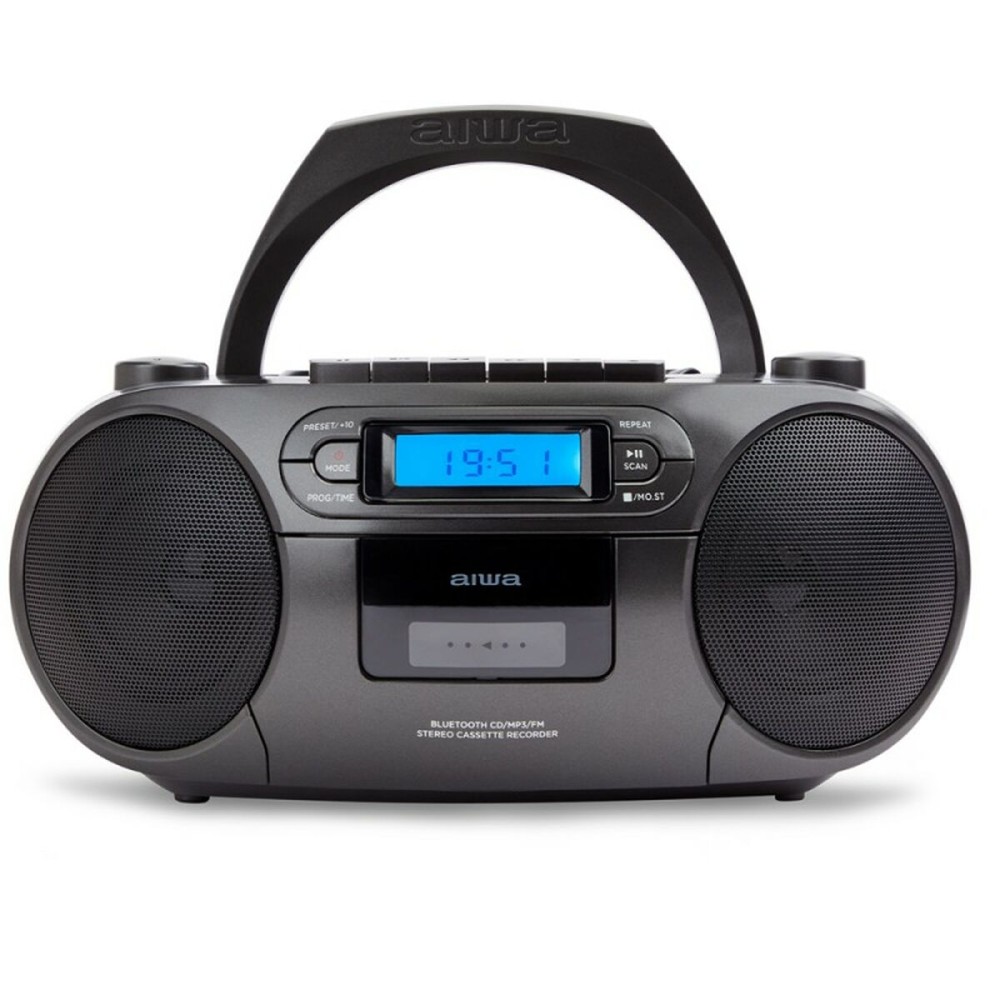 Radio CD Aiwa Nero Bluetooth 5.0 Display LCD Azzurro