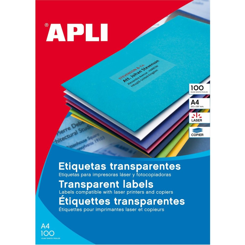 Etiquetas para Impresora Apli 01224 Transparente 20 Hojas 70 x 37 mm