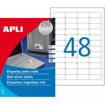 Etiquetas adhesivas Apli Plateado Metalizado 45,7 x 21,2 mm Plata 20 Hojas