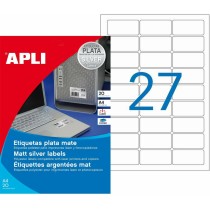 Etichette adesive Apli Argentato Metallizzato 63,5 x 29,6 mm 20 Foglie