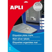 Etiquetas adhesivas Apli Plateado Metalizado 210 x 297 mm 20 Hojas