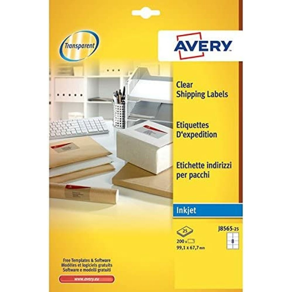 Adhesive labels Avery 99,1 x 67,7 mm Transparent 25 Sheets (25)