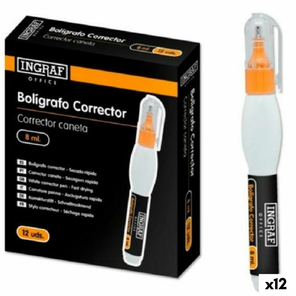 Lápis Corretor Ingraf 8 ml (12 Unidades)