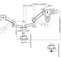 Bildschirm-Träger für den Tisch V7 DMPRO2DTA-3N Schwarz