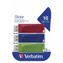 Pendrive Verbatim Slider USB 2.0 Einziehbar 3 Stück 16 GB