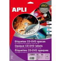 Adesivi/Etichette Apli 10601 Circolare CD/DVD Bianco 25 Foglie