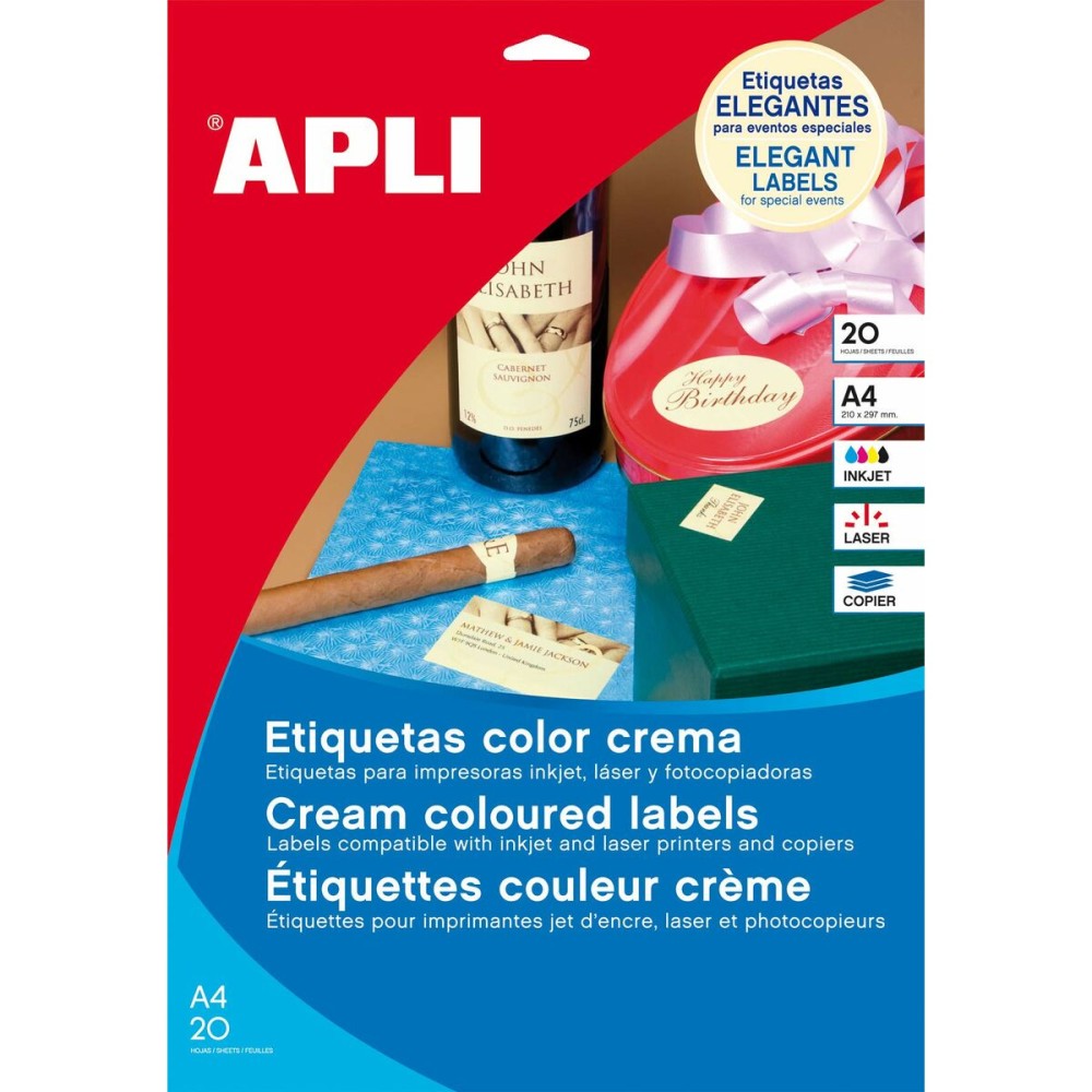 Adhesives/Labels Apli Pink A4 20 Sheets 210 x 297 mm