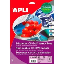 Adesivos/Etiquetas Apli Ø 114 mm Mate CD/DVD Branco 25 Folhas