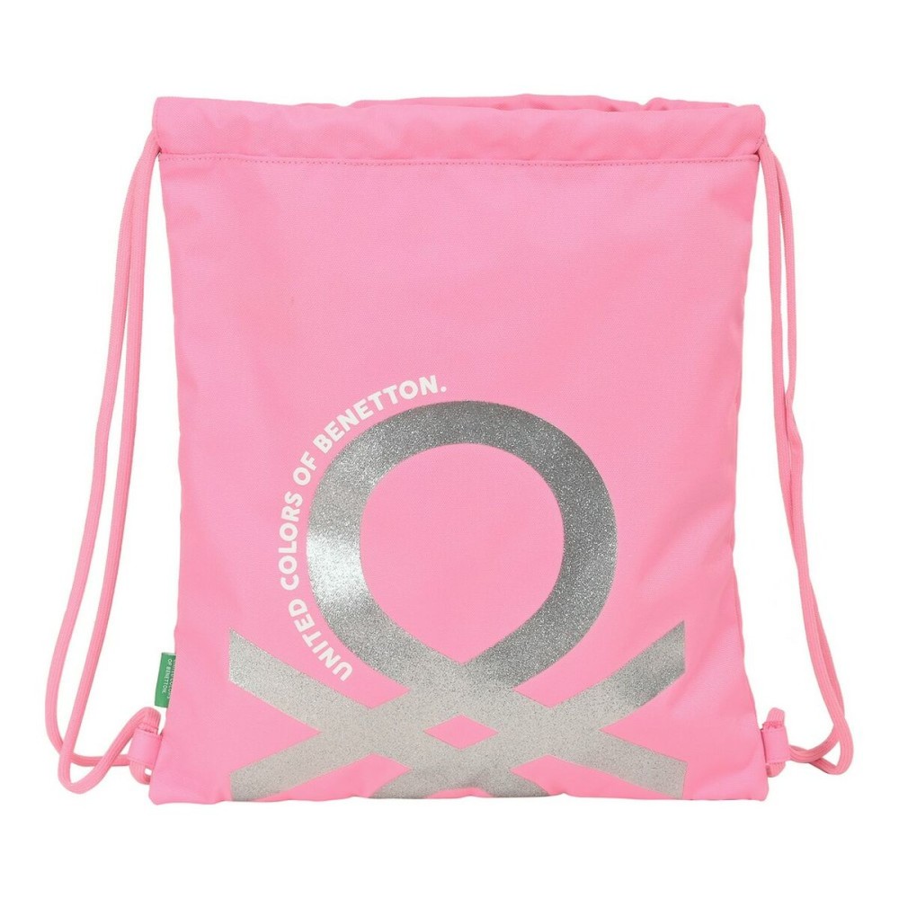 Rucksacktasche mit Bändern Benetton Flamingo pink Rosa (35 x 40 x 1 cm)