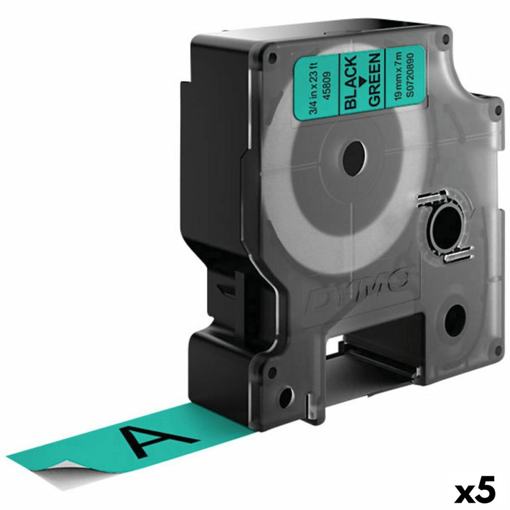 Nastro Laminato per Etichettatrici Dymo D1 45809 LabelManager™ Nero Verde 19 mm (5 Unità)