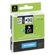 Cinta Laminada para Rotuladoras Dymo D1 43613 LabelManager™ Blanco 6 mm Negro (5 Unidades)