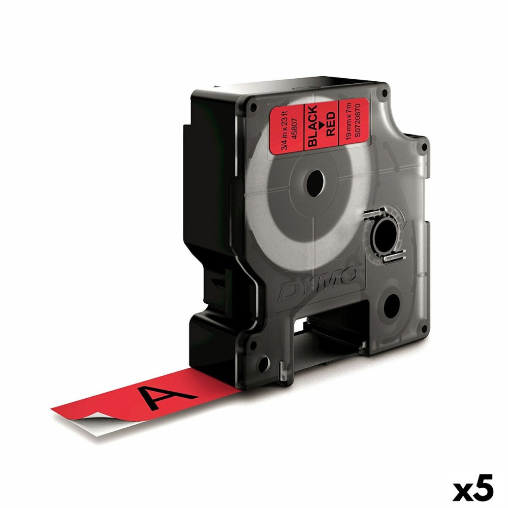 Cinta laminada para máquinas rotuladoras Dymo D1 45807 LabelManager™ Vermelho Preto 19 mm (5 Unidades)