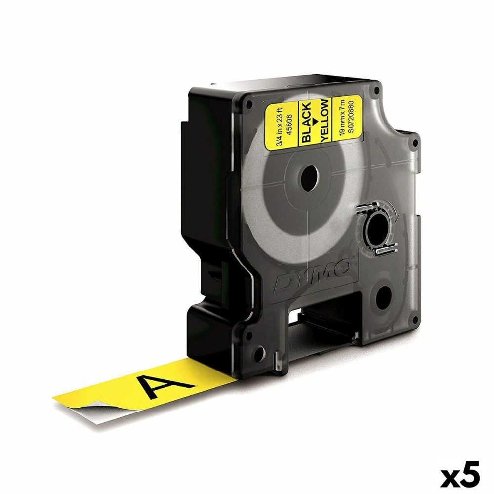 Cinta laminada para máquinas rotuladoras Dymo D1-19 45808 LabelManager™ Preto Amarelo (5 Unidades)