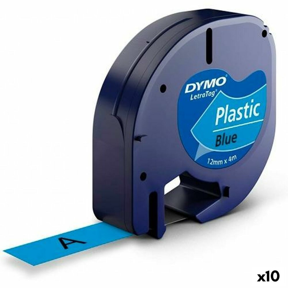 Cinta Laminada para Rotuladoras Dymo 91205 LetraTag® Negro Azul 12 mm (10 Unidades)